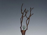 Here I Am  Pit fired ceramic and curly willow branches. 31 x 14 x 4 inches   $825.00